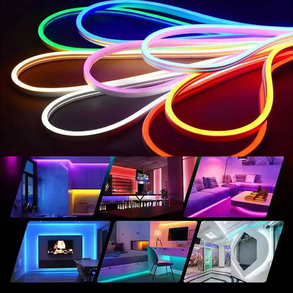 NeoGlow RGB LED Rope Lights – Music Sync Flexible LED Ribbon with Remote & USB Power