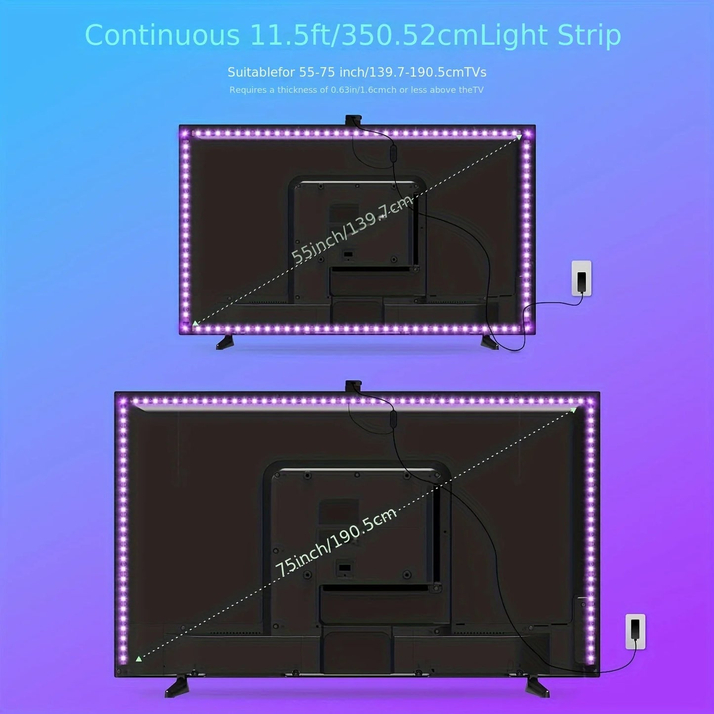 AuraFrame RGBIC TV Backlight Strip – Smart App Control LED Lights for Immersive Screen Experience