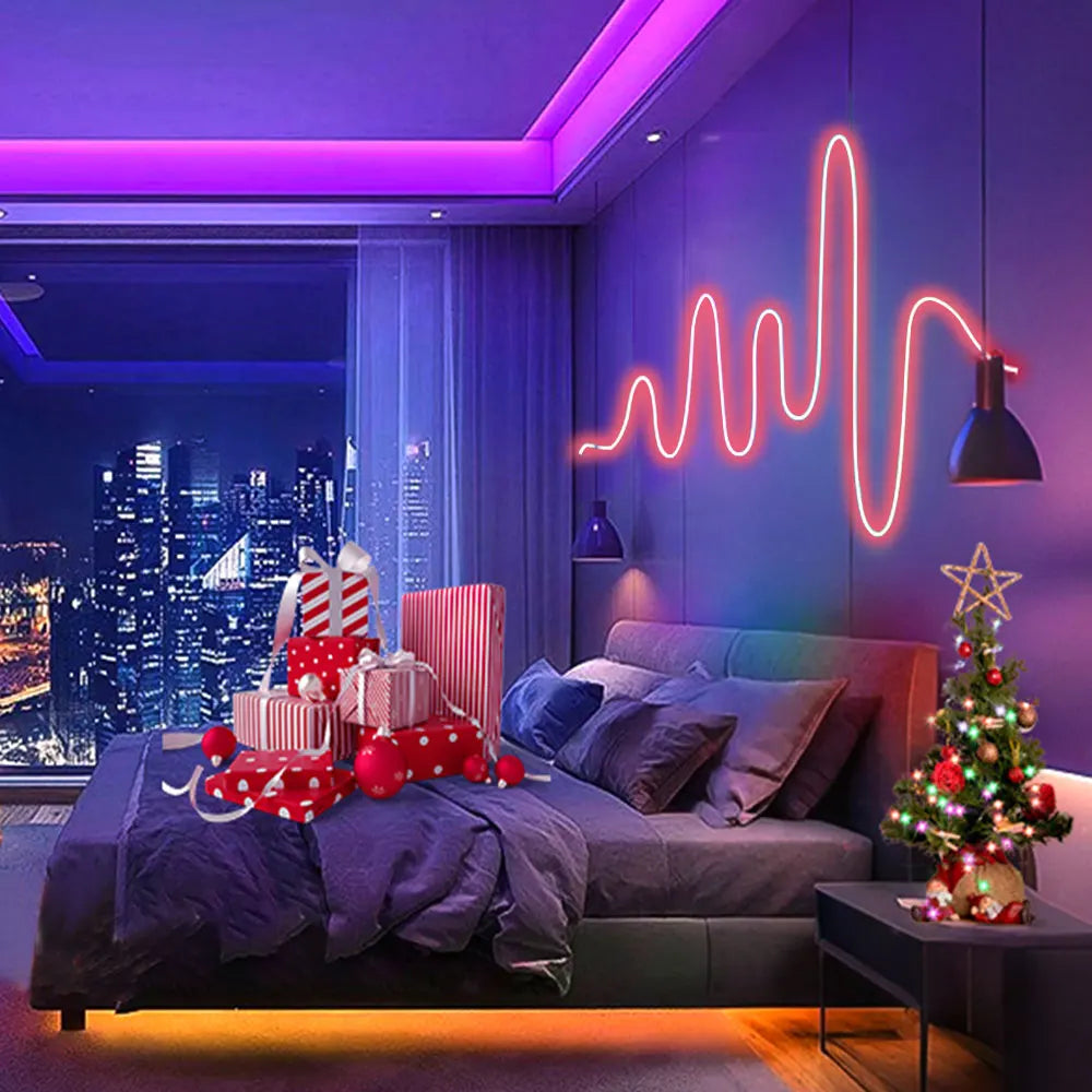 NeoGlow RGB LED Rope Lights – Music Sync Flexible LED Ribbon with Remote & USB Power