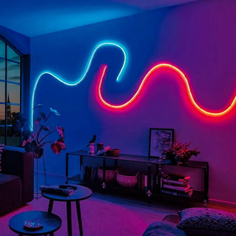 NeoGlow RGB LED Rope Lights – Music Sync Flexible LED Ribbon with Remote & USB Power