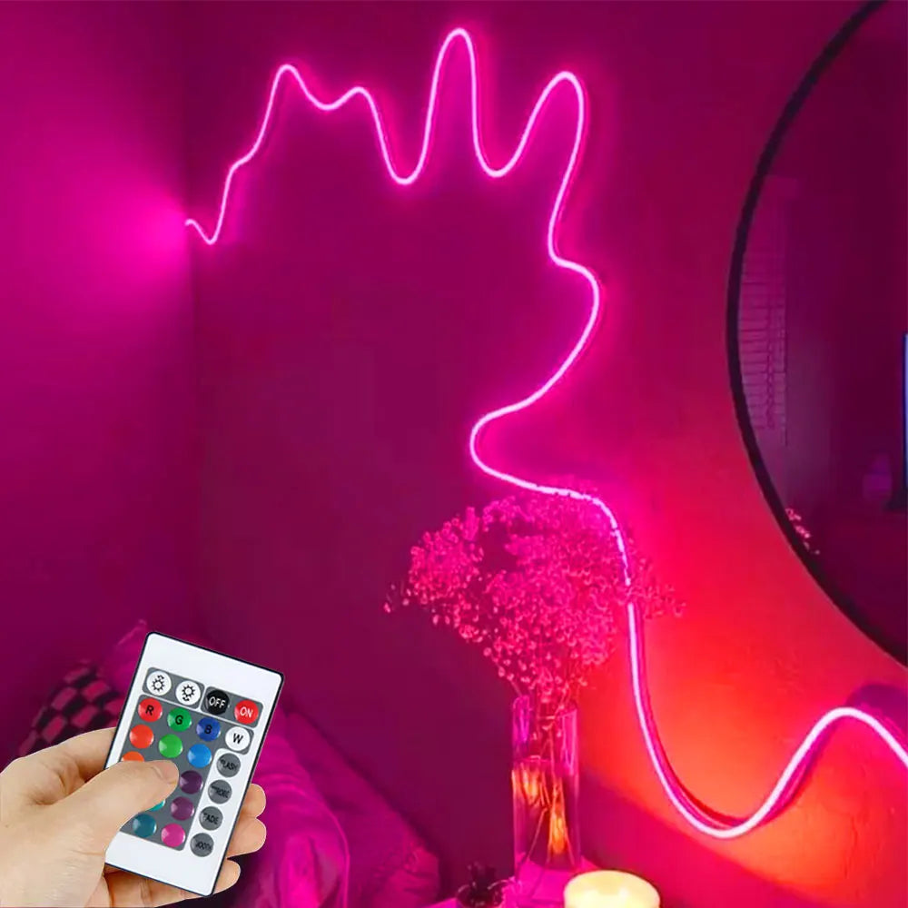 NeoGlow RGB LED Rope Lights – Music Sync Flexible LED Ribbon with Remote & USB Power
