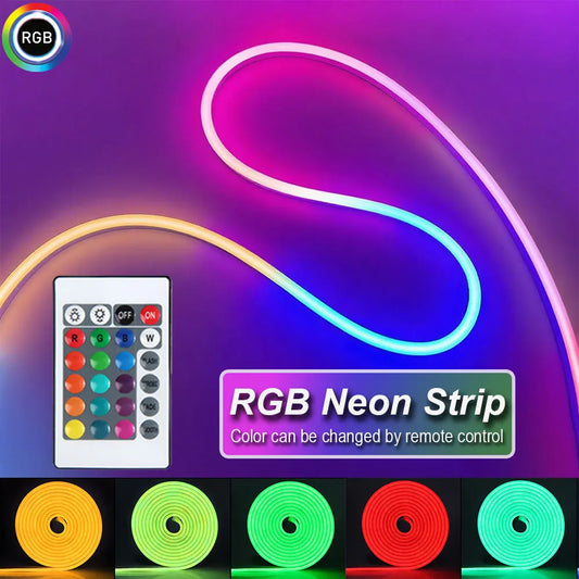 NeoGlow RGB LED Rope Lights – Music Sync Flexible LED Ribbon with Remote & USB Power