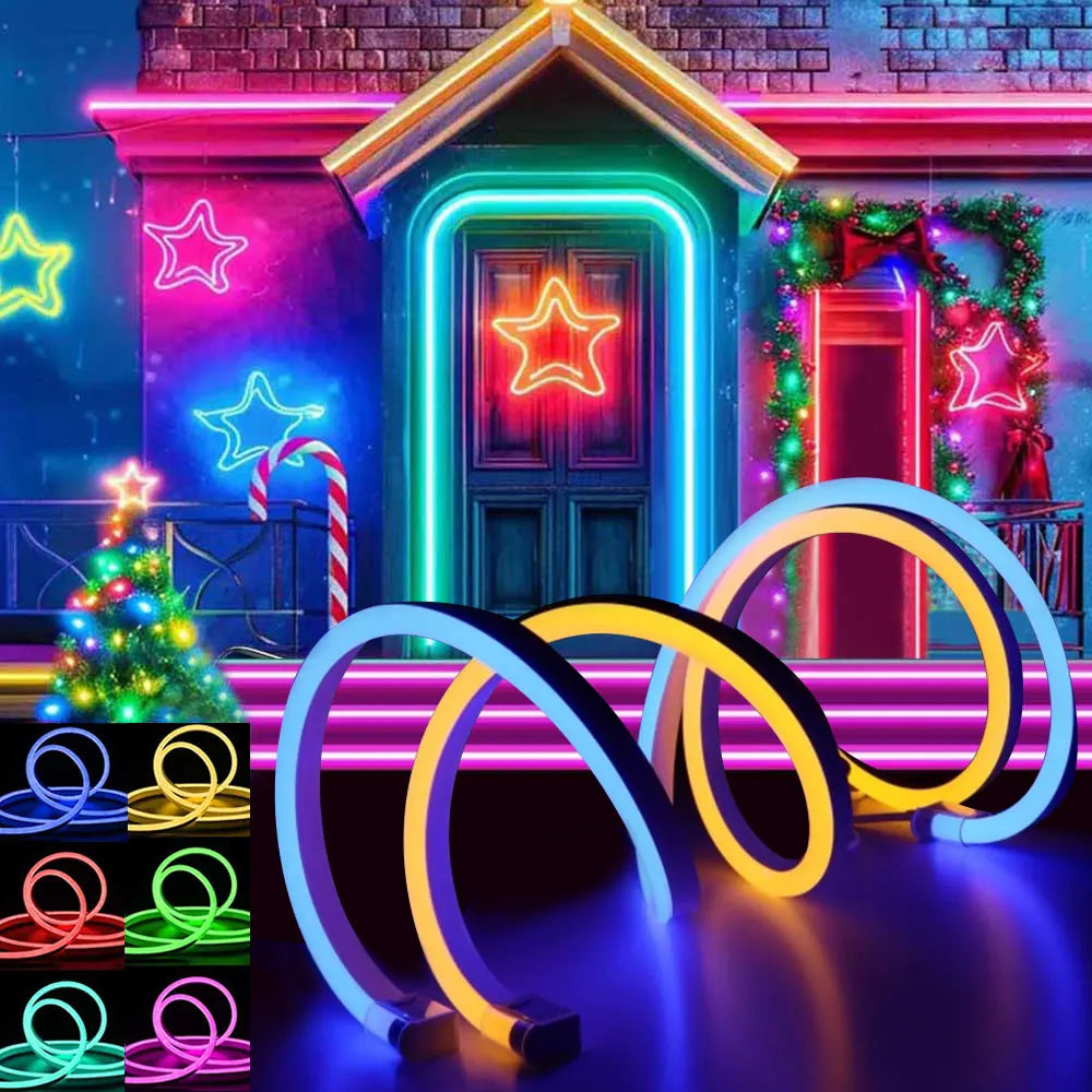 NeoGlow RGB LED Rope Lights – Music Sync Flexible LED Ribbon with Remote & USB Power