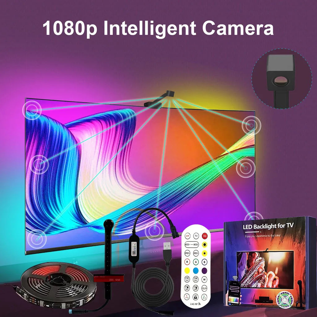 AuraFrame RGBIC TV Backlight Strip – Smart App Control LED Lights for Immersive Screen Experience