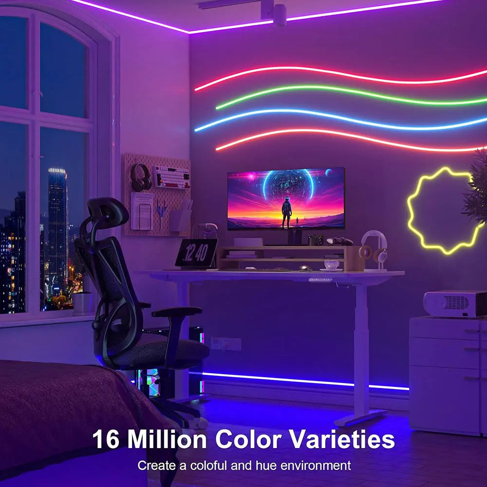 NeoGlow RGB LED Rope Lights – Music Sync Flexible LED Ribbon with Remote & USB Power