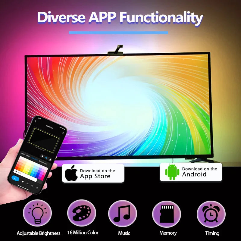 AuraFrame RGBIC TV Backlight Strip – Smart App Control LED Lights for Immersive Screen Experience