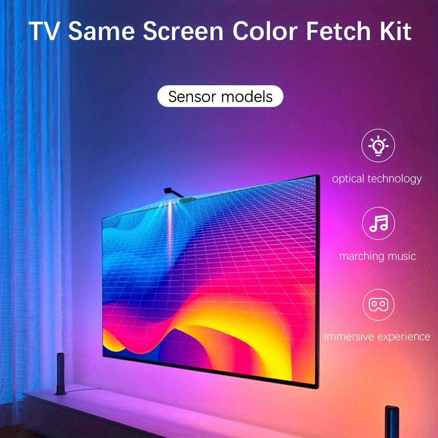 AuraFrame RGBIC TV Backlight Strip – Smart App Control LED Lights for Immersive Screen Experience