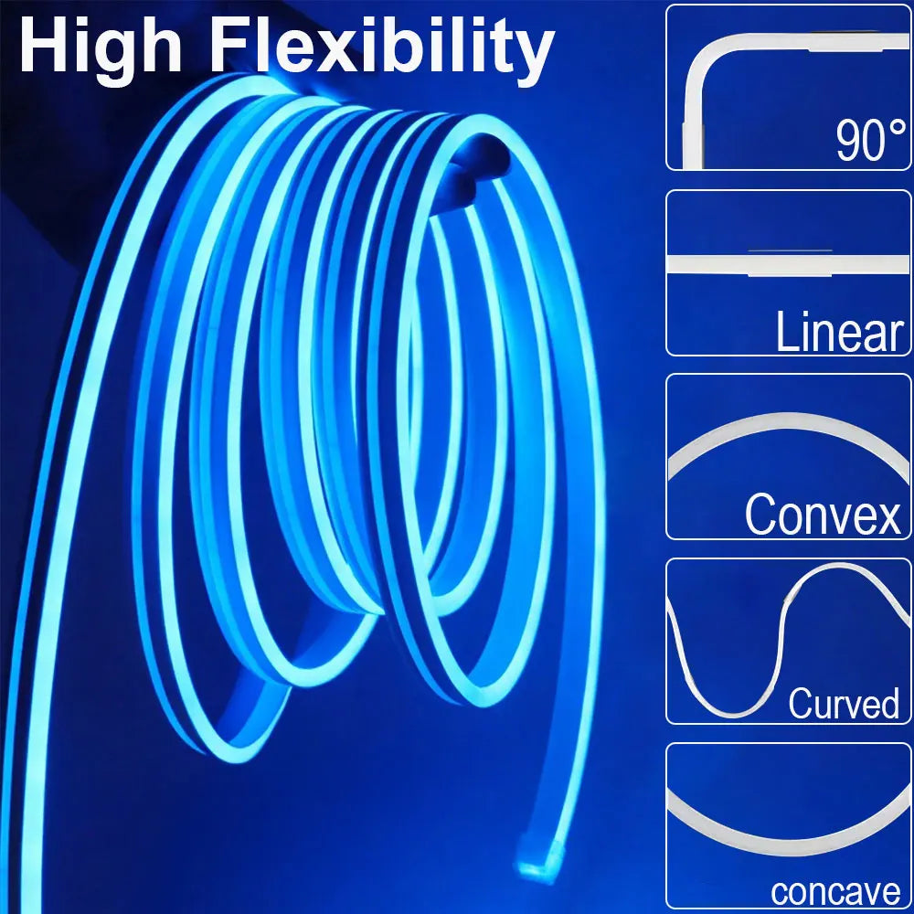 NeoGlow RGB LED Rope Lights – Music Sync Flexible LED Ribbon with Remote & USB Power